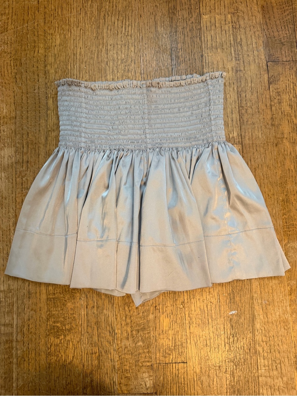NATURAL LIFE Taupe Smocked Detail Mini Skirt